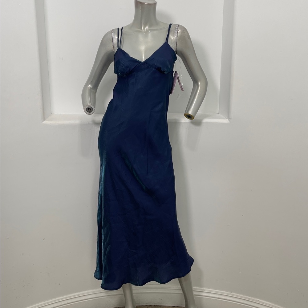 Wild Fable Responsible Iridescent Navy Blue Slip Maxi Cocktail Dress SizeVarious - Picture 4 of 6